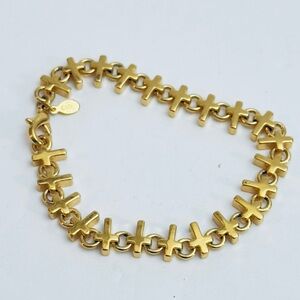 Vintage Premier Designs Gold Tone Cross Link Bracelet